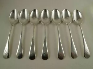 "ANTIGUO INGLÉS por BIRKS Regencia Placa Set de 7 5 cucharaditas mono'd "DM" - Imagen 1 de 8