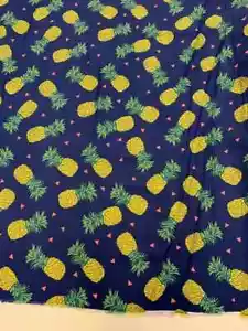 "Rayon Challis Woven Fabric by the Yard – Royal Blue Background with Yellow Pine - Picture 1 of 8