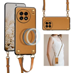 Genuine Leather Crossbody Magnetic Case with Wristlet for OnePlus - Picture 1 of 9