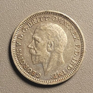 1933 UK United Kingdom 3 Three Pence Coin - Silver - King George V - Picture 1 of 2