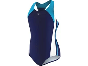 Speedo Girl's Infinity Splice Suimsuit 1-Piece 7142076 416 Deep Water Blue sz 8 - Picture 1 of 5
