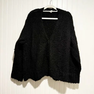 C.T Plage Black Yak Wool Cardigan Sweater Snap Buttons Size 42 XLarge - Picture 1 of 7