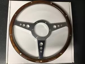 Nuovo volante piatto in legno tradizionale Mountney 14" tradizionale a 3 razze lusso - Foto 1 di 9