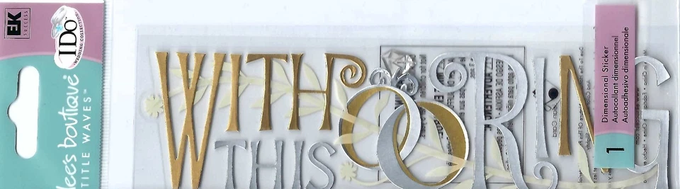 RARE Jolees  WITH THIS RING Title Wedding 3D Scrapbook Stickers - Image 1 of 1