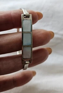 Vintage Goldmark Bracelet Bangle Blue Inserts Silver - Picture 1 of 3