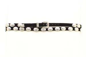 BLACK Suede Leather CONCHO HATBAND -- Western - Cowboy Hat - Silver - Picture 1 of 1