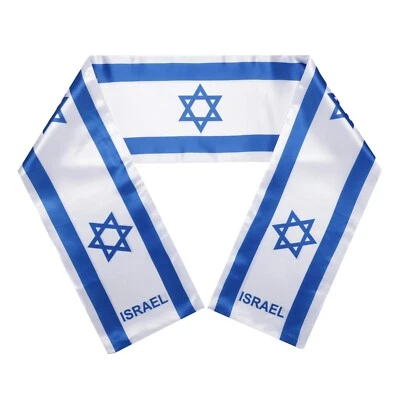 Israel Flag Double-Sided Scarf *NEW* Jewish Star of David Banner Stole Sash Gift - Image 1 of 2