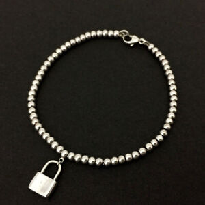 Tiffany&Co. Silver 925 Ball Chain Padlock Bracelet /Q5815
