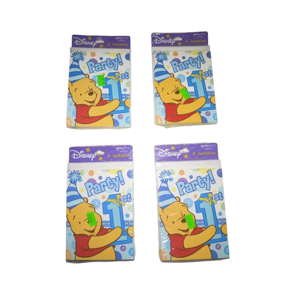 NIP Hallmark Disney Winnie the Pooh Vintage 1st Birthday Invitations Party Cards - Image 1 of 4