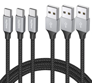 USB Type C Cable [3ft, 3-Pack], eyjiew A to C Cord 3Foot, Black Grey  - Picture 1 of 7
