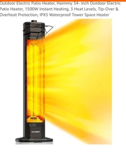 Outdoor Electric Patio Heater, Haimmy 42in Infrared Heater with 42, Black  - Picture 1 of 1