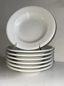 Set/7  BUFFALO CHINA C-06  Off White RIM SOUP BOWLS 9" Restaurant Ware - Picture 1 of 4