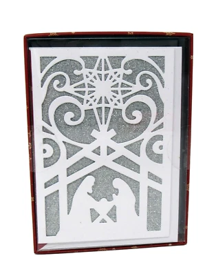 Punch Studio 10 3-D Christmas Cards Envelopes Nativity Silhouette 10057 5"x3.5" - Image 1 of 2