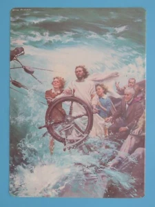 Impresión original 1966 a doble cara Trusting Jesus in Rough Seas Capitanes Barco - Imagen 1 de 2