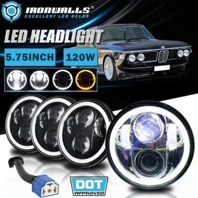 4Pcs 5.75" 5-3/4 inch LED Headlights Hi/Lo Beam DRL for BMW 325i 528i 535i 735i - Image 1 of 4