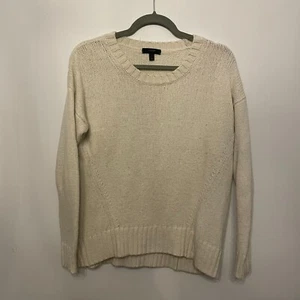 J.CREW Women's Fisherman Sweater Small Off-White Wool Blend Crewneck Cozy Knit - Picture 1 of 8