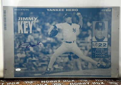 Placa de impresión cian 1/1 firmada por Jimmy Key Daily News Ny Yankees 27/10/1996 JSA Foto 1 de 4