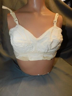 Vintage Bra 34C Cotton DAMAGE BIEGE 2 Hook  #3 - Image 1 of 4