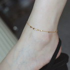 Woman 18K Gold Plated Stainless Steel Cubes Bracelet Bangle Anklet 10 inch P11