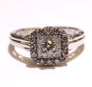 LEVIAN 14k white gold Chocolate brown .46ct diamond cluster ring 3.4g - Picture 1 of 10