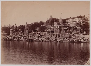 15x20,5 -INDE Uttar Pradesh- Bénarès -The Ghats- Vintage albumen print c.1865/70 - Picture 1 of 2