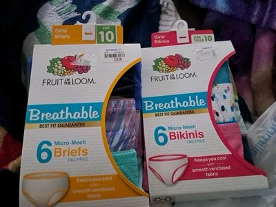 FRUIT OF THE LOOM - BRAGAS CORTAS MICRO MALLA TRANSPIRABLES PARA NIÑA NUEVAS TALLA 10 (2) Foto 1 de 4