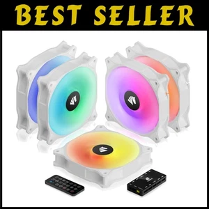 White ARGB 120mm Case Fans - 5-Pack - Picture 1 of 10