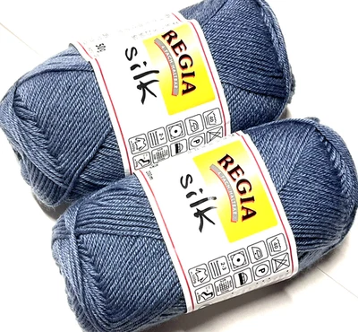 Azul Francés 2 50gr Madejas 437yd REGIA SEDA SW Lana+SEDA+N CALCETÍN E Chal Fngr Hilo Foto 1 de 4