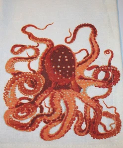 SERVILLETA DE LINO DE GRANERO DE CERÁMICA PULPO OCÉANO NÁUTICO - Imagen 1 de 5