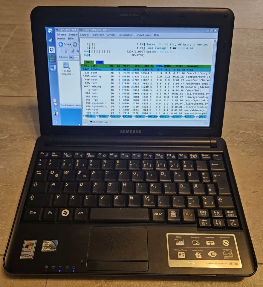 Samsung N130 Netbook (10", 2GB RAM, 120GB SSD) inkl. OVP &, Tasche, Linux (Q4OS) - Bild 1 von 4