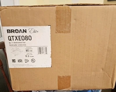 Ventilador de ventilación ultra silencioso Broan Elite QTXE080 CFM con rejilla blanca, 0,3 Sone Foto 1 de 3