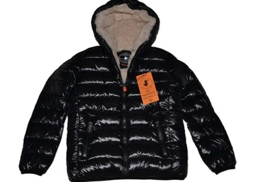 AUTHENTIC SAVE THE DUCK Kids Gavin Water Repellent Hooded Puffer Jacket BLACK - Image 1 of 4