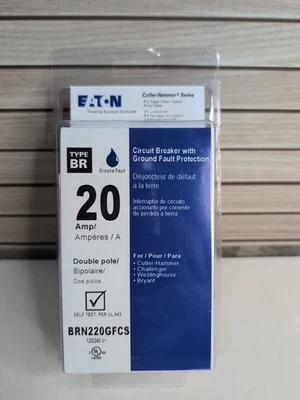 Eaton 20-amp 2 -Pole GFCI Circuit Breaker - BRN220GFCS - Image 1 of 4