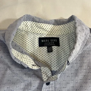 Marc Ecko Cut Sew NYC Button Up Long Sleeve Roll Up Blue Pattern Men Large - Picture 1 of 11