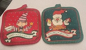 Set of 2 Vintage Christmas Pot Holders ~ Cooking Themed ~ Hollandaise ~ New - Picture 1 of 4