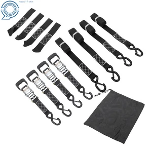 Ratchet Straps Heavy Duty Kit (4-Pack) - 1.6"x15' (5208lb Break Strength, Black) - Picture 1 of 19