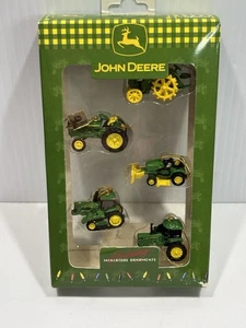 John Deere set of 5 Miniature Christmas Ornaments Tractors Lawn Mower Enesco - Picture 1 of 7