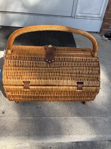 Cesta de picnic de mimbre vintage April Cornell para Silvestri 2004 sin cubiertos - Imagen 1 de 8