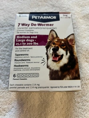 PetArmor 7 Way De-Wormer 2 Flavored Chewables For Medium To Large Dogs exp 02/27 - Image 1 of 2