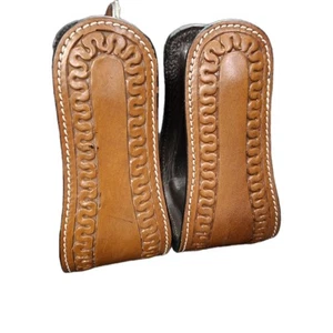 Strapazierfähige verzierte Echtleder Western Steigbügel geprägtes Leder Design  - Bild 1 von 16