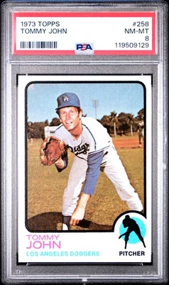 1973 TOPPS #258 TOMMY JOHN PSA 8 - Image 1 of 2