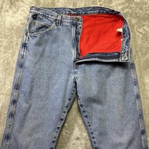 Pantalones de mezclilla cálidos forrados de vellón Wrangler de colección resistentes unisex para hombre 34x34 - Imagen 1 de 11
