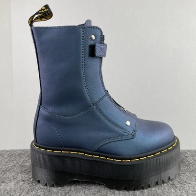 Botas de plataforma Dr. Martens Jetta Hi Max azul profundo de cuero metálico para mujer talla 5 Foto 1 de 4