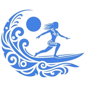 Female Surfer Vinyl Decal Sticker window car van Stencil Beach Surf Ocean Sports - Picture 1 of 46