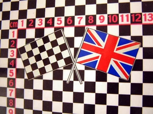 Lge Vintage Style Crossed Flags Helmet Sticker - Cafe Racer - Picture 1 of 1