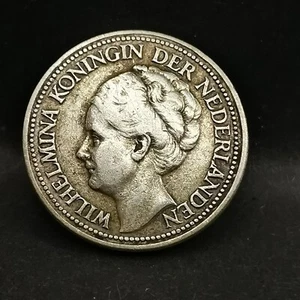 25 CENTS 1928 ARGENT WILHELMINA PAYS BAS / NEDERLAND SILVER - Picture 1 of 3
