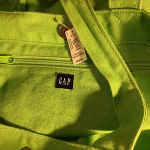 Linen Tote Shoulder Bag, Gap Green One Size New With Tags Oversized Big Logo - Picture 1 of 5
