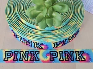 1" (1 YD) Pink Grosgrain Ribbon VS Love Pink Rainbow Hair Bow Craft Ribbon - Picture 1 of 1