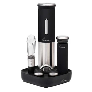 Rabbit Electric Wine Opener Set 8 Piece Set W/Foil Cutter, Aerator, Stoppers NEW - Picture 1 of 8