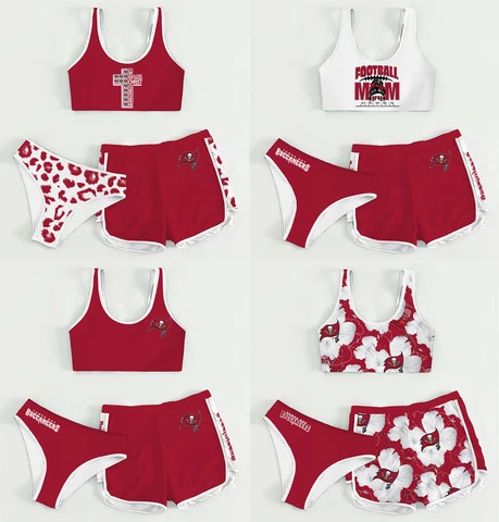 Tampa Bay Buccaneers 3PCS Cotton Sports Yoga Set Crop Tops Cover Up Swim Shorts Cover
